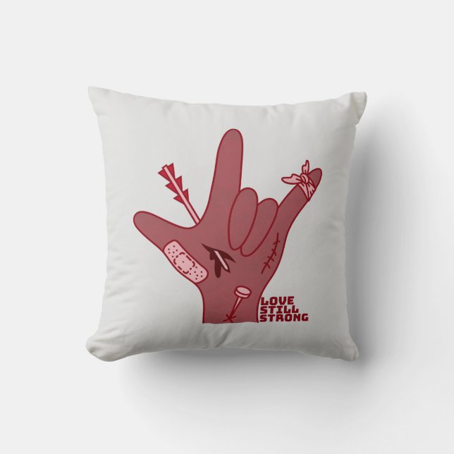 ASL ILY-ontwerp - Liefde gewond maar nog steeds st Kussen (Voorkant)