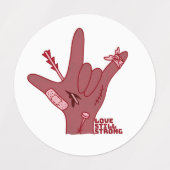 ASL ILY-ontwerp - Liefde gewond maar nog steeds st Labels (Design 1)