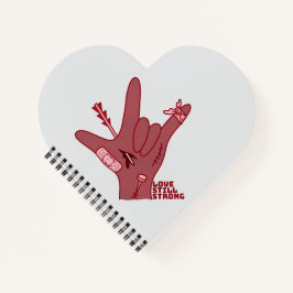 ASL ILY-ontwerp - Liefde gewond maar nog steeds st Notitieboek