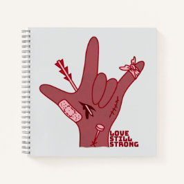 ASL ILY-ontwerp - Liefde gewond maar nog steeds st Notitieboek