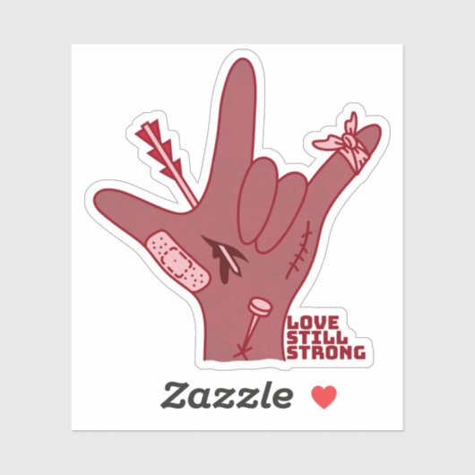 ASL ILY-ontwerp - Liefde gewond maar nog steeds st Sticker (Vel)
