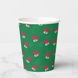 ASL ILY Santa Glove red paper cups Papieren Bekers