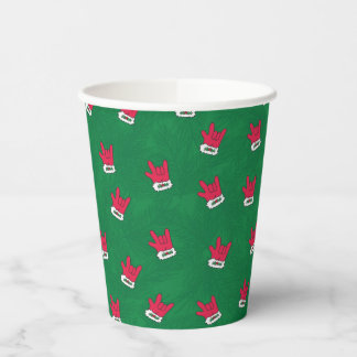 ASL ILY Santa Glove red paper cups Papieren Bekers