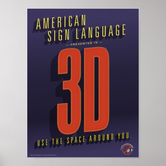 ASL in 3D. Een klaslokaal poster. Poster (Voorkant)