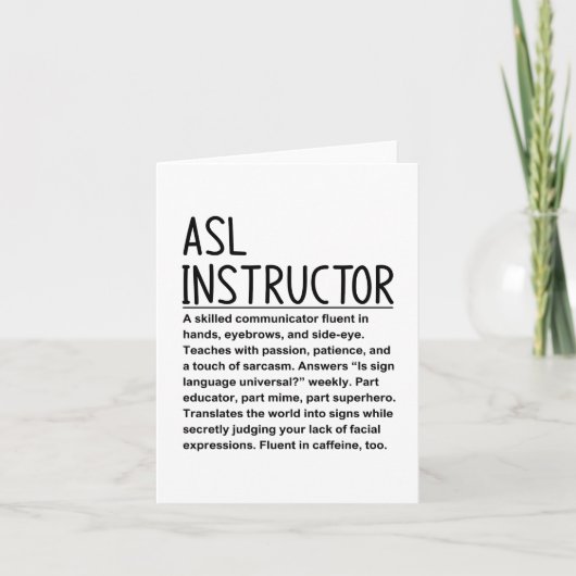 ASL-instructeur Kaart (Voorkant)