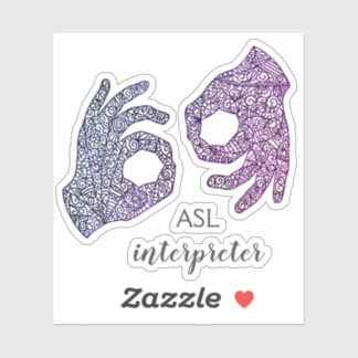 "ASL Interpreter" Aangepast gesneden vinylSticker Sticker
