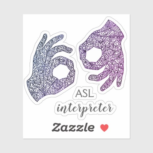 "ASL Interpreter" Aangepast gesneden vinylSticker Sticker (Vel)
