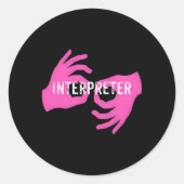 Asl Interpreter Ronde Sticker (Voorkant)