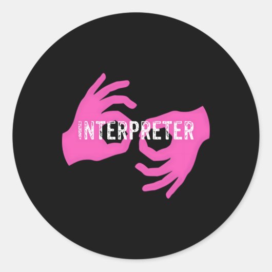 Asl Interpreter Ronde Sticker (Voorkant)