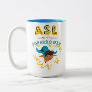 ASL is mijn Superpower Tweekleurige Koffiemok