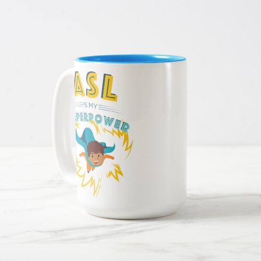 ASL is mijn Superpower Tweekleurige Koffiemok (Voorkant links)