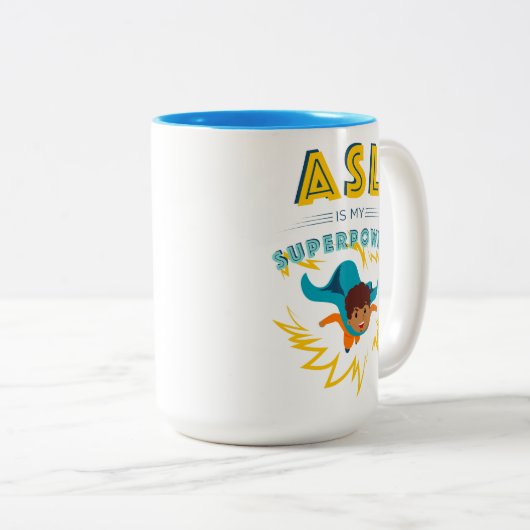 ASL is mijn Superpower Tweekleurige Koffiemok (Voorkant rechts)