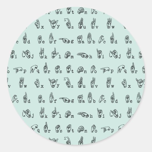 ASL Jade // Amerikaans gebarentaal alfabet Ronde Sticker (Voorkant)