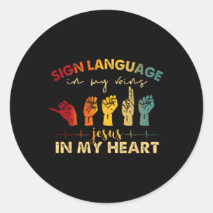ASL Jezus Christus Gebarentaal in Mijn Aderen Jezu Ronde Sticker