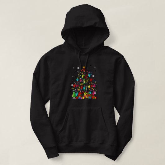 ASL-kerstboom met wiellichten ASL-gebarentaal H Hoodie (Design voorkant)