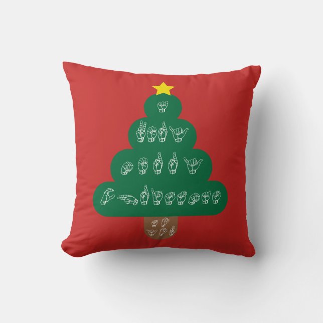 ASL-kerstboom Pillow American Sign Kussen (Voorkant)