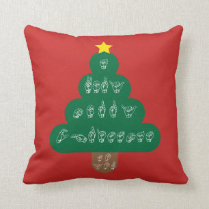 ASL-kerstboom Pillow American Sign Kussen