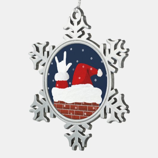 ASL kerstkerstversiering Ik hou van je in ASL Tin Sneeuwvlok Ornament (Rechts)