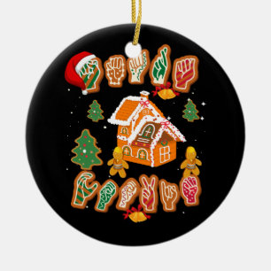 ASL Kerstmis - Amerikaanse gebarentaal Gingerbrood Keramisch Ornament