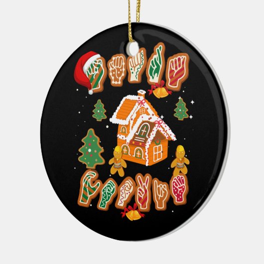 ASL Kerstmis - Amerikaanse gebarentaal Gingerbrood Keramisch Ornament (Links)