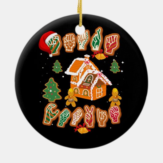 ASL Kerstmis - Amerikaanse gebarentaal Gingerbrood Keramisch Ornament (Achterkant)
