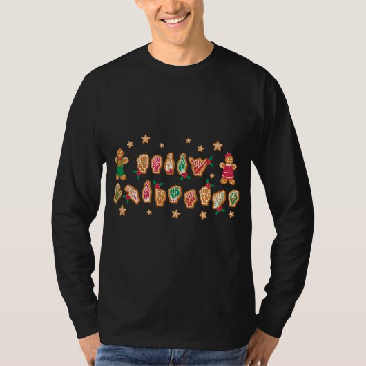 ASL Kerstmis - Amerikaanse gebarentaal Gingerbrood T-shirt (Voorkant)