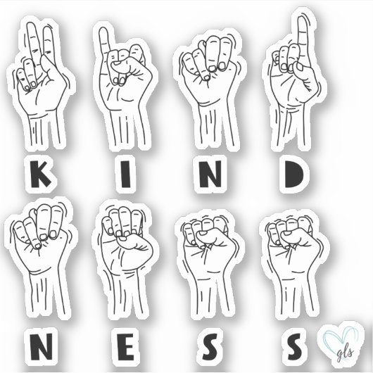 ASL Kindness Hand Sign Language © GraphicLoveShop Sticker (Voorkant)