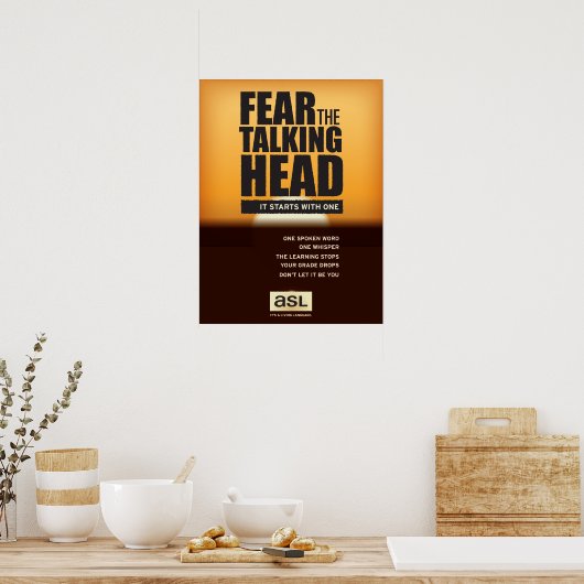 ASL klaslokaal poster. Vrees het Talking Head. Poster (Keuken)