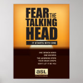 ASL klaslokaal poster. Vrees het Talking Head. Poster (Voorkant)