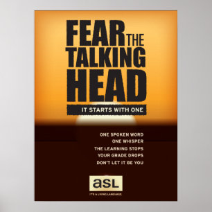 ASL klaslokaal poster. Vrees het Talking Head. Poster