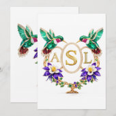 ASL Kolibrie Huwelijk Aangepaste Letters CO Kaart (Voorkant / Achterkant)