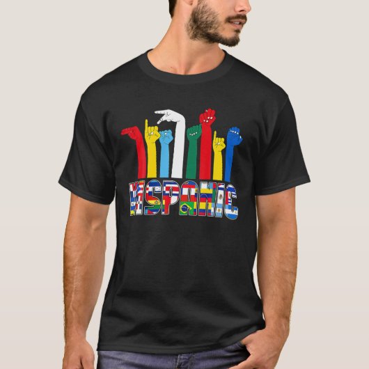 ASL-landen markeren Latinx Hispanic Herit T-shirt (Voorkant)