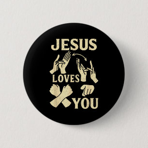 Asl leraar Amerikaanse gebarentaal Christelijk Jez Ronde Button 5,7 Cm