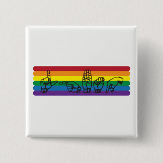 ASL LGBTQ Rainbow Pin Vierkante Button 5,1 Cm