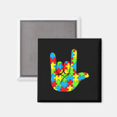 ASL Liefde Gebarentaal Autisme Awareness Magneet (Voorkant / Achterkant)