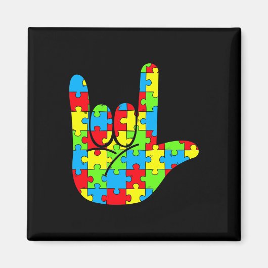 ASL Liefde Gebarentaal Autisme Awareness Magneet (Voorkant)