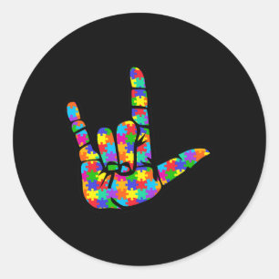 ASL Liefde Gebarentaal Autisme Awareness Ondersteu Ronde Sticker