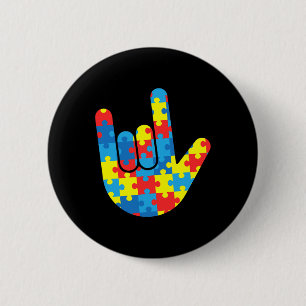 Asl Liefde Gebarentaal Autisme Cadeau Bewustzijn O Ronde Button 5,7 Cm