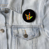 ASL Liefde Gebarentaal Autisme Gift Awareness Supp Ronde Button 5,7 Cm (In situ)