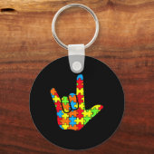 ASL Liefde Gebarentaal Autisme Gift Awareness Supp Sleutelhanger (Voorkant)