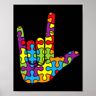 Asl Liefde Gebarentaal Autistische Puzzel Autisme Poster