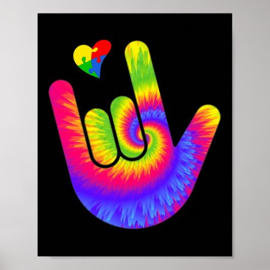 ASL Liefde Gebarentaal Hand Autisme Bewustzijn Har Poster (Voorkant)
