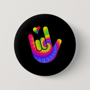 ASL Liefde Gebarentaal Hand Autisme Bewustzijn Har Ronde Button 5,7 Cm