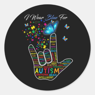 ASL Liefde Gebarentaal Hand Ik Draag Blauw Voor Au Ronde Sticker