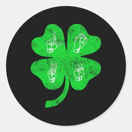 ASL Liefde Gebarentaal St Patrick's Day Deaf Aware Ronde Sticker (Voorkant)