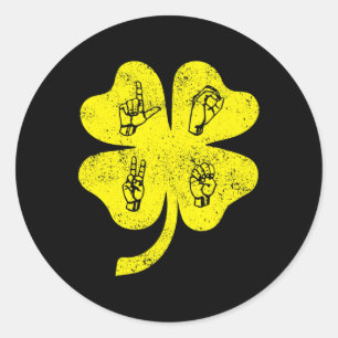 ASL Liefde Gebarentaal St Patrick's Day Deaf Aware Ronde Sticker
