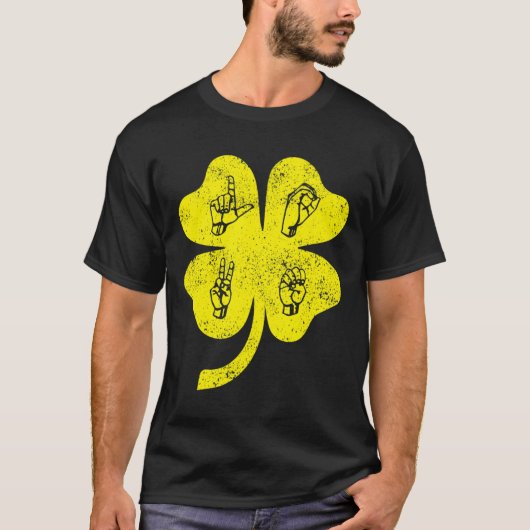 ASL Liefde Gebarentaal St Patrick's Day Deaf Aware T-shirt (Voorkant)