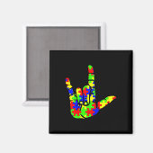ASL Liefde Hand Taal Puzzel Autisme Awarenes Magneet (Voorkant / Achterkant)
