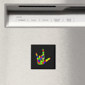 ASL Liefde Hand Taal Puzzel Autisme Awarenes Magneet (Insitu (Vaatwasser))