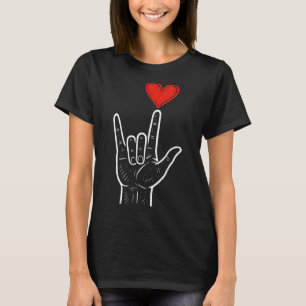 Asl Liefde Hand Teken Hart Valentijnsdag Mannen Vr T-shirt